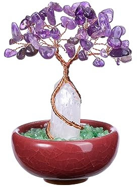 JOVIVI Amethyst Crystal Tree Spiritual Gifts for Wonen Purple Healing Crystals Gemstone Tree of life Feng Shui Tree Ornament for Home house Decor