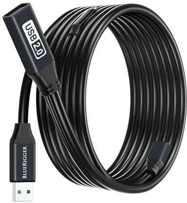BlueRigger USB Extension Cable (15M, Long Active USB2.0 Extender, Male to Female Repeater, Data Transfer Cord)- for Game Consoles, Printer, Camera, Keyboard, Hard Drives