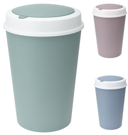 Pattumiera con apertura automatica del coperchio, 25 l, in plastica, lavabile, colore: grigio chiaro