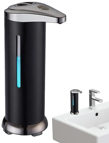 Dispensador de jabonera – Dispensador de montaje en pared, bomba de espuma líquida, dispensador de jabón de escritorio, de acero inoxidable, volumen alimentado por la pared para baño, cocina, plata,