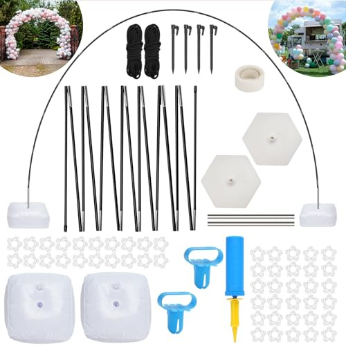 Drado Reusable Balloon Arch Kit, 3 * 2.7m Wide Adjustable Balloon Arch Stand Set, Wedding Wedding Birthday Party Decoration Fibre Pole(1700g, black)
