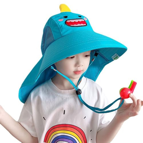 KASESSS Tiburón Gorro Proteccion Solar Bebe, UPF 50+ Sombrero Bebe Sol con Protección para la Nuca de Protección Solar UV con Correas de Barbilla Ajustable para Verano Playa Piscina