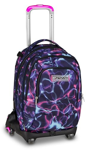 Seven Trolley Scuola Jack 8 Ruote Detach ELECTRICVIBE GIRL, Viola, 43 L, Scomponibile, Zainetto staccabile, 4 in 1, Cross-over System, Tasche multifunzione, Scuola elementare e media, Bambina, Ragazza
