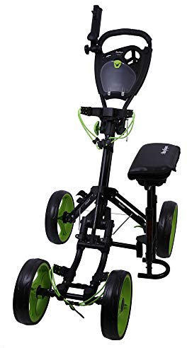 MACGREGOR Golf Deluxe VIP 4 Wheel Golf Trolley With Seat (Black/Green)
