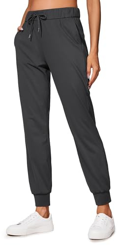 CRZ YOGA Femme Pantalon de Jogging Cordon de Serrage Décontracté Athlétique Survêtement avec Poches Latérales - 71cm Gris Encre 40