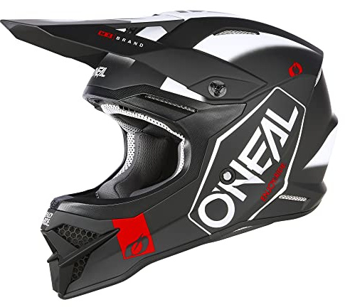 O'NEAL | Casco de Motocross | MX Enduro | Norma de Seguridad ECE 22.06, Aberturas de ventilación para una refrigeración óptima | Casco 3SRS HEXX V.23 | Adulto | Negro Blanco | Talla XL (61/62 cm)