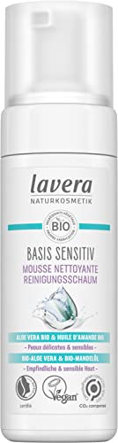 lavera basis sensitiv Reinigungsschaum - Naturkosmetik - Vegan - Aloe Vera & Bio Mandelöl - Gesichtsreinigung - Natürliche Reinigungsformel - 1 x 150 ml