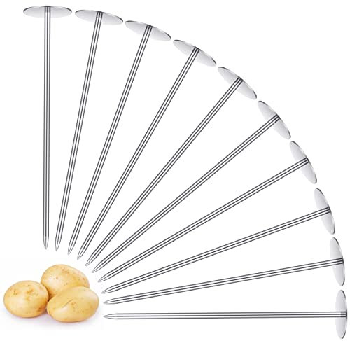Newtay 12 Stück Kartoffelbacken Gebackene Nägel, Edelstahl Kartoffelbackstäbe Gadgets Heizkern Grill Spikes Werkzeuge und Zubehör für Küche, Silber