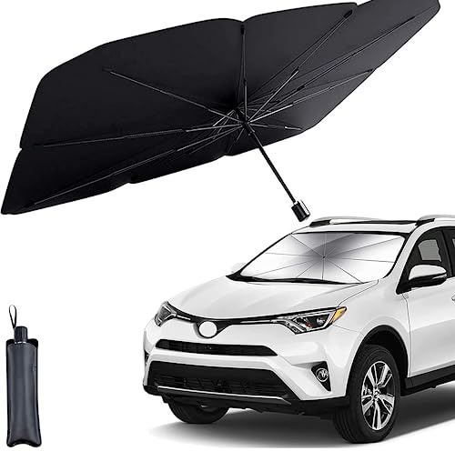Parasol Coche Paraguas Parasol Coche Delantero, Plegable Protege del sol, Fácil de Guardar, Mantiene coche fresco, Adaptable a la mayoría de coches (125 X 65 CM PEQUEÑO)