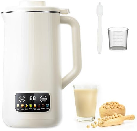 Soy Milk Maker Machine, 20 Oz Automatic Nut Milk Maker with 10 Blades, Juice Soup Maker with Delay Start, Keep Warm, Self-Cleaning for Almonds, Oats, Soybeans, Fruits