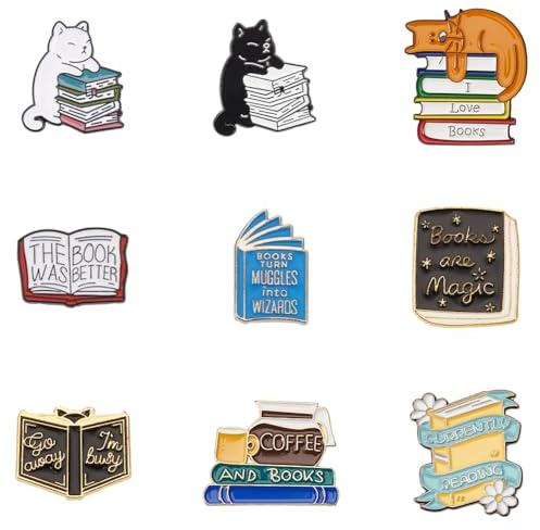 HOBBIESAY 9 Style Dessin Animé Chat Broche Émail Broches Broches Livre Alliage Décoratif Épinglettes Fête Esthétique Pins Badge pour Pull Chemise Veste Sac à Dos Accessoire Bricolage Artisanat