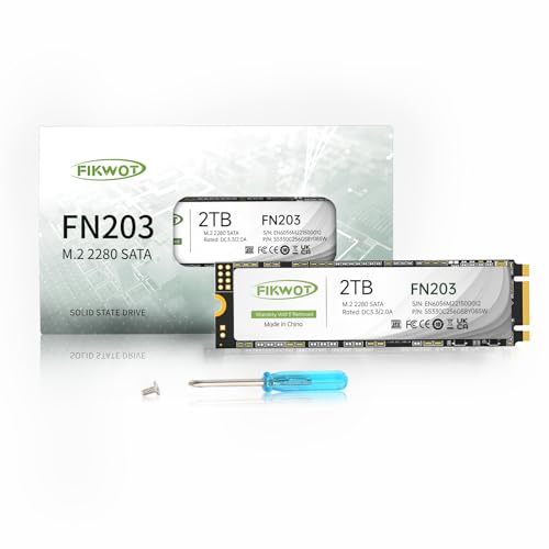 Fikwot FN203 M.2 SATA SSD - SLC Cache 3D NAND TLC SATA III 6Gb/s M.2 2280 NGFF Internal Solid State Drive, Up to 550MB/s, Compatible with Ultrabooks, Tablet Computers and Mini PCs (2TB)