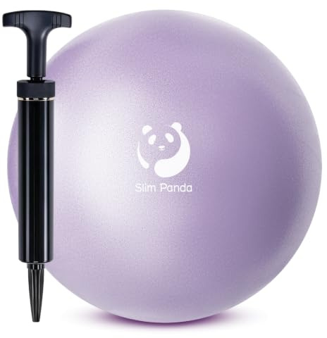Slim Panda Gymnastikball Klein,23-25cm Pilates Ball mit Aufblasbarem Strohhalm,Soft Yoga Ball für Hause,Fitness,Balance Training(Purple+Pump)