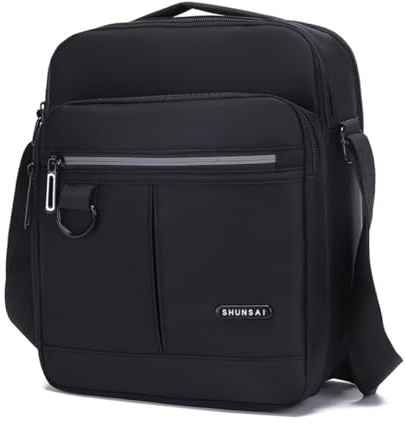 Vpoofree Bolsos de Hombro para Hombre Mariconeras Bolso Bandolera Crossbody Shoulder Bag Casual con Múltiples Bolsillos (Negro Bolso Hombre Bandoleras con Múltiples Bolsillos)