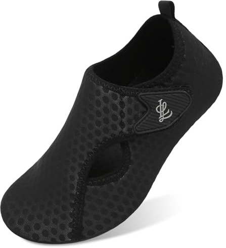 LeIsfIt Water Shoes for Women Men Swim Beach Barefoot Shoes Quick Dry Aqua Socks for Pool Diving Lake Surf, Black, 10-11 Women/8-9 Men