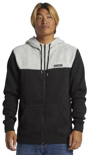 Quiksilver Men's Keller Block Zip Sweatshirt, Black Heather, L