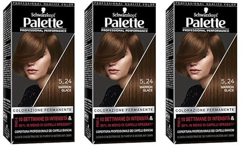 Schwarzkopf, Palette Colorazione Permanente, Tinta per Capelli, Crema Colorante Professionale, Copertura dei Capelli Bianchi, Sistema Anti-danni, Tonalità 5-24 Marron Glace