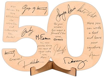 CUBIBOO ART Carte Anniversaire 50 Ans Mariage Homme, Femme en Boise Avec support - Deco Anniversaire 50 Ans Homme