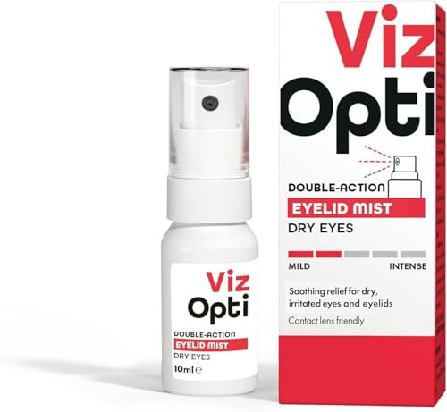 VizOpti Double-Action Dry Eye Mist - Hydrating & Soothing Solution for Dry Eyes, Burning, Irritation & Eyelid Care Spray