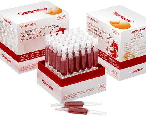 Huile de krill antarctique pour animaux de compagnie, antioxydants naturels pour chiens et chats, complément immunitaire moins de pellicules, démangeaisons cutanées, taille voyage - 30 ampoules