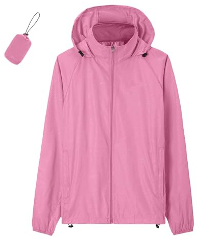 Damen Wasserdichte Faltbar Regenjacke Mit Kapuze,Leicht Atmungsaktive Windbreaker Jacke Mit Tasche Fahrradjacke Für Frauen Fahrrad Sport Outdoorjacke Wanderjacke Radjacke Sommerjacke Blau Orange