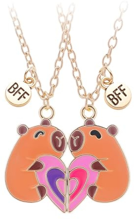 KTGUK 1 pair Bff Necklace for 2 Girls,Friendship Necklace,Friendships Necklacse for 2,Best Friend Necklaces,Capibara Friendship necklaces for 2 girls,for best friend
