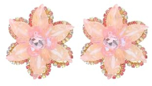 Kvinnors lyxiga flerskikts blommiga uttalande örhängen, glittrande strassörhängen för bröllop och fest