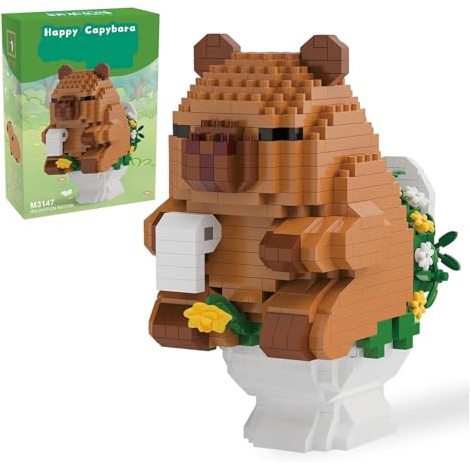 BCHMN Costruzioni Capibara Set Mattoncini 610 Pezzi - Puzzle 3D Animale Creativo per Bambini e Adulti, Modello Decorazione Scrivania Kawaii, Idea Regalo Divertente e Rilassante
