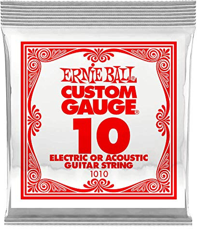 Ernie Ball GuitarStrings, 6 Pack of 0.10 Custom Light, High Carbon Steel for Acoustic and Electric Guitars