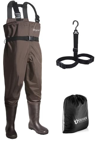 OXYVAN Chest Waders with Boots for Men & Women, Nylon/PVC Lightweight Fishing Wader with Boots Hanger