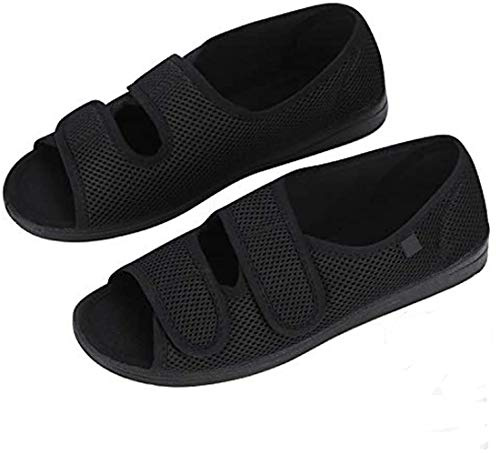 Femme Chaussons Diabétiques Chaussure Réglable Orthopédique Sandales Bout Ouvert Large Chausson Fermeture Scratch pour Personne Âgée Pieds Gonflés Arthrite Oedème Swollen Pantoufle Intérieur Extérieur