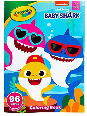 Crayola Baby Shark Coloring Book with Stickers, Gift for Kids, 96 Pages, Ages 3, 4, 5, 6