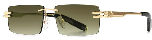 Lunettes de soleil rétro sans monture pour hommes femmes lunettes de soleil à monture ultra-petite rectangulaire voir à travers les lunettes de lentille