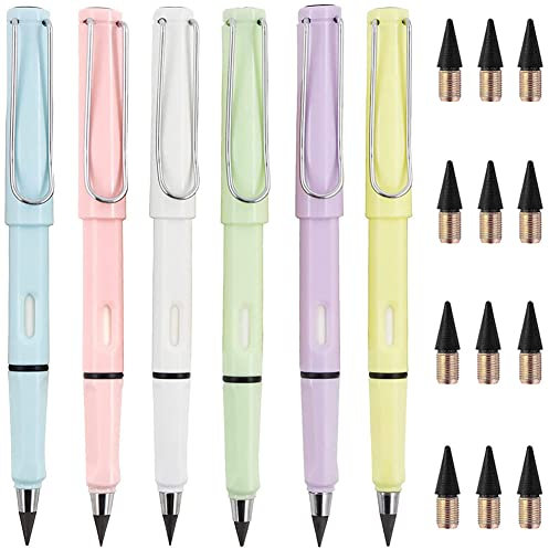 Qikaara 6 Stück Bleistift – Nachhaltig, Tintenloser ohne Anspitzen, Langlebiger Magischer Unendlicher Bleistift Set mit edler Optik, Magic Pencil