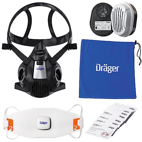 Dräger X-plore 3500 Waldbrand-Atemschutzset, Halbmaske + ABEK1Hg-P3 Filter, Schutz vor Rauch und Asche bei Waldbränden, Größe M