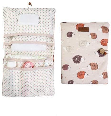 HAMUR HOME Windeltasche Organizer und Kosmetiktasche 2in1 - Kleine Wickeltasche für Unterwegs Mamas Windeln Creme Tücher Baby Organizer (Urchin)