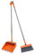 YGNNBC This long handled dustpan and broom set is a versatile sweeping tool with a windproof, rotating broom and a long handle for effective cleaning solutions (orange)