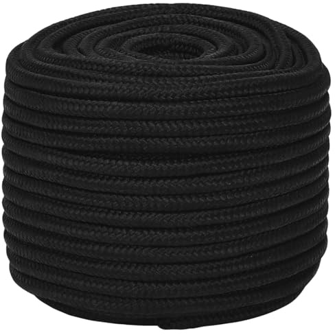 ARKEM Cuerda de Trabajo poliéster Negro 12 mm 50 m Cuerda Escalada Paracord