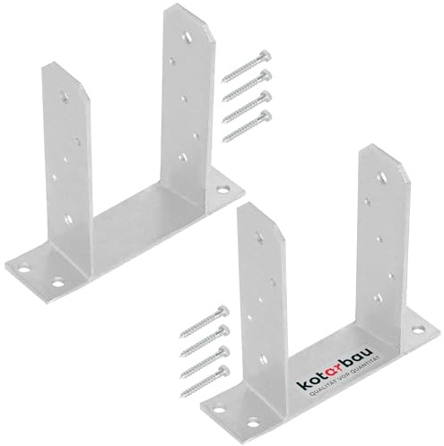 KOTARBAU® 2 stycken Stolpsko - Stolpfot - TT - Galvaniserat Stål - 120 mm - Silver - Stolphållare - för Trästolpar och Balkar - För Skruvbar - Hållbar och Rostskyddad