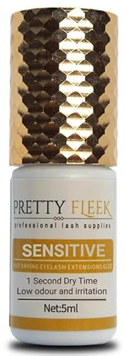 PRETTY FLEEK | Professional Lash Adhesive | Ultra Strong Sensitive Eyelash Extension Glue 1.0s | Fast Drying | Low/Mild Smell & Irritant | 5ml | Adhesive Glue | For Lash Techs