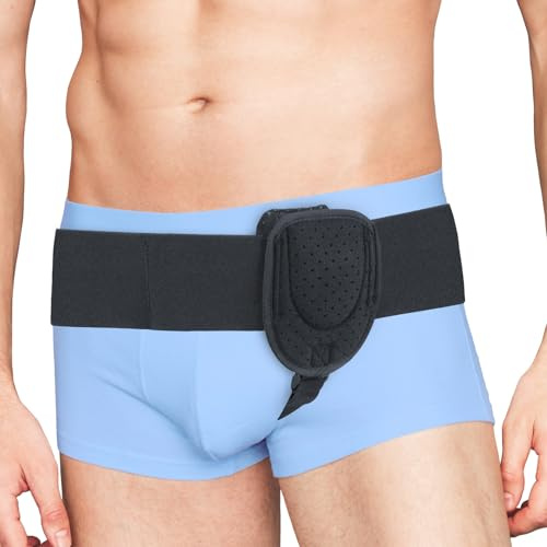 Adamson H2 Leistenbruchgürtel Für Männer Und Frauen – Bruchband Leistenbruch Bandage Links Und Rechts Tragbar – Flexibel Einstellbarer Leistenbruch Gürtel – 90-120 cm Hüftumfang
