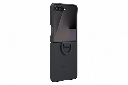 Samsung Silicone Ring Case EF-PF766 für das Galaxy Z Flip7, Smartphone Cover, Handy-Hülle inklusive Ringhalter, Silikon, Schutz Case, stoßfest, dünn und griffig, Black