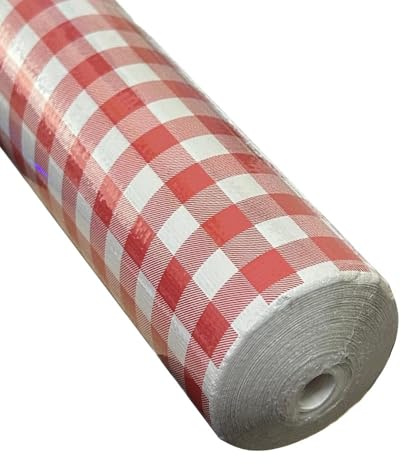 Generico Tovaglia in carta Goffrata rotolo bonina da 1 metro x 50 metri VARI COLORI tovaglie a rotolo per feste tavolate panche compleanni estate tovaglia lunga (Rosso)