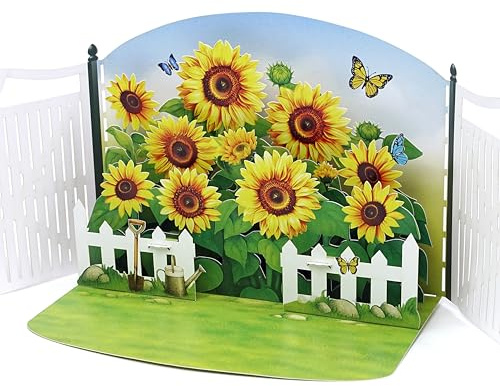 CUTPOPUP Jardín de Girasoles Tarjetas Navidad 2025, Tarjetas de Navidad, Navidad 3D, Christmas Cards, Xmas Cards (Sunflowers Garden) US8-FL194ES