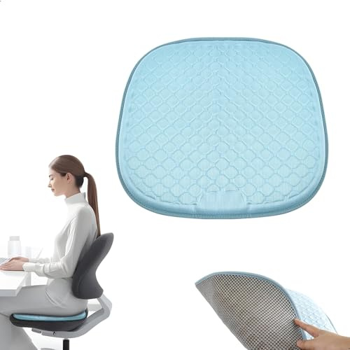 gexuamz Cojín 3D de Gel con Enfriamiento, Asiento Ortopédico Transpirable con Base Antideslizante, Alivia Dolor de Coxis y Lumbar para Silla, Coche, Camión (49x46cm, Azul Glaciar)
