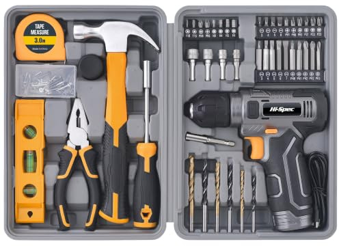 Hi-Spec Maletín de Herramientas con Atornillador 8V USB para Casa, Gris