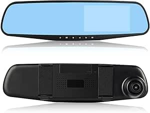 MF artSHOP Specchietto Retrovisore Dash Cam, Full HD 1080P, Doppia Telecamera Anteriore e Posteriore, Grandangolo 170°, G-Sensor, Visione Notturna, 27,5x8,2 cm