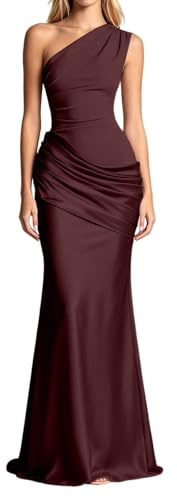 Générique Robe de Soirée Longue Asymétrique à Épaules Élégante Dénudées avec Fente Maxi Robes, sans Manches, Idéale pour Un Bal de Promo,Mariage Demoiselle d'honneur Cocktail 2026