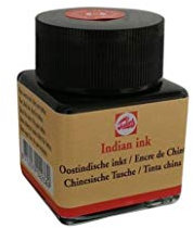 Talens Indian Ink - 30 ml Schwarz 700 - Schnell trocknende, wasserfeste Tinte für Stifte & Pinsel