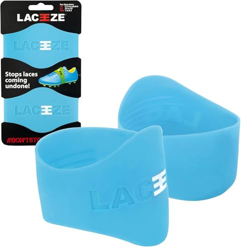 LACEEZE Original Bands – As Seen on Dragons' Den – Ribbed Technology – Secure Laces, Prevents Unraveling, Fits Shoe Size C13 – UK 6.5, Blue, Ideal for Sports Shoes, Football, Rugby